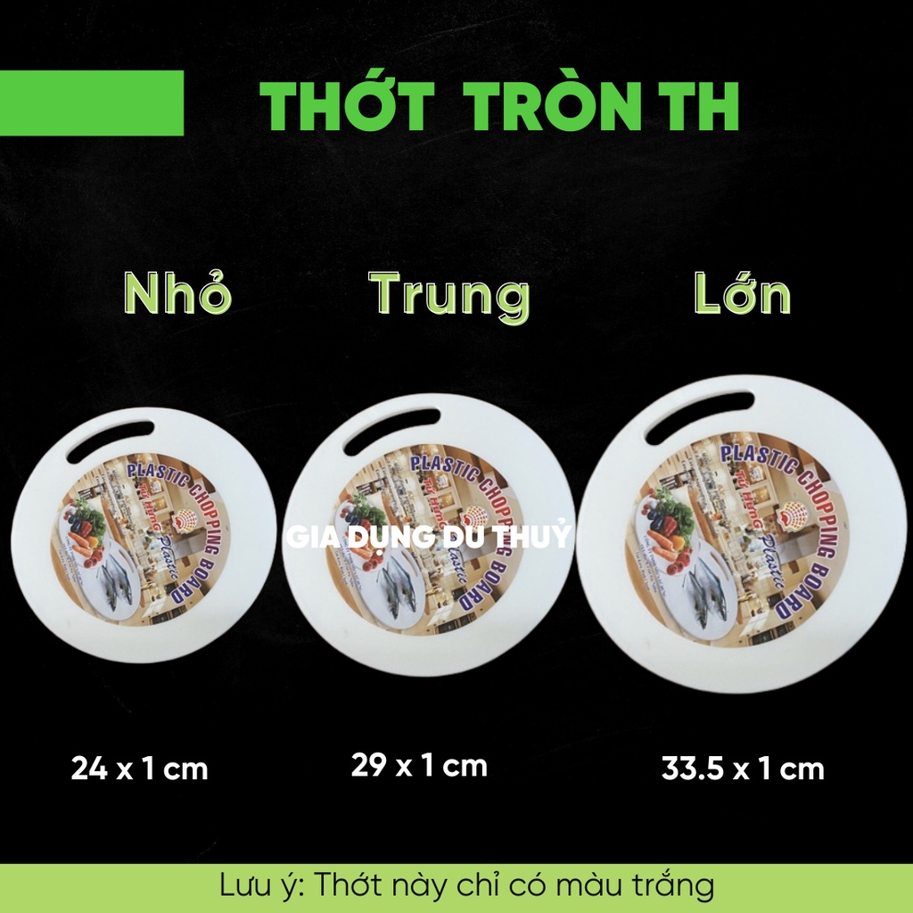 Thớt nhựa hình vuông, hình tròn, hình cá màu trắng, cam, xanh lá chất liệu nhựa PP an toàn cho sức khỏe