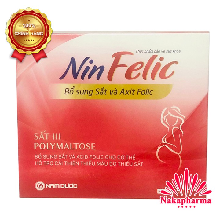 ✅ Viên uống NinFelic - Bổ sung sắt và acid folic, ngừa thiếu máu do thiếu sắt | Nin Felic