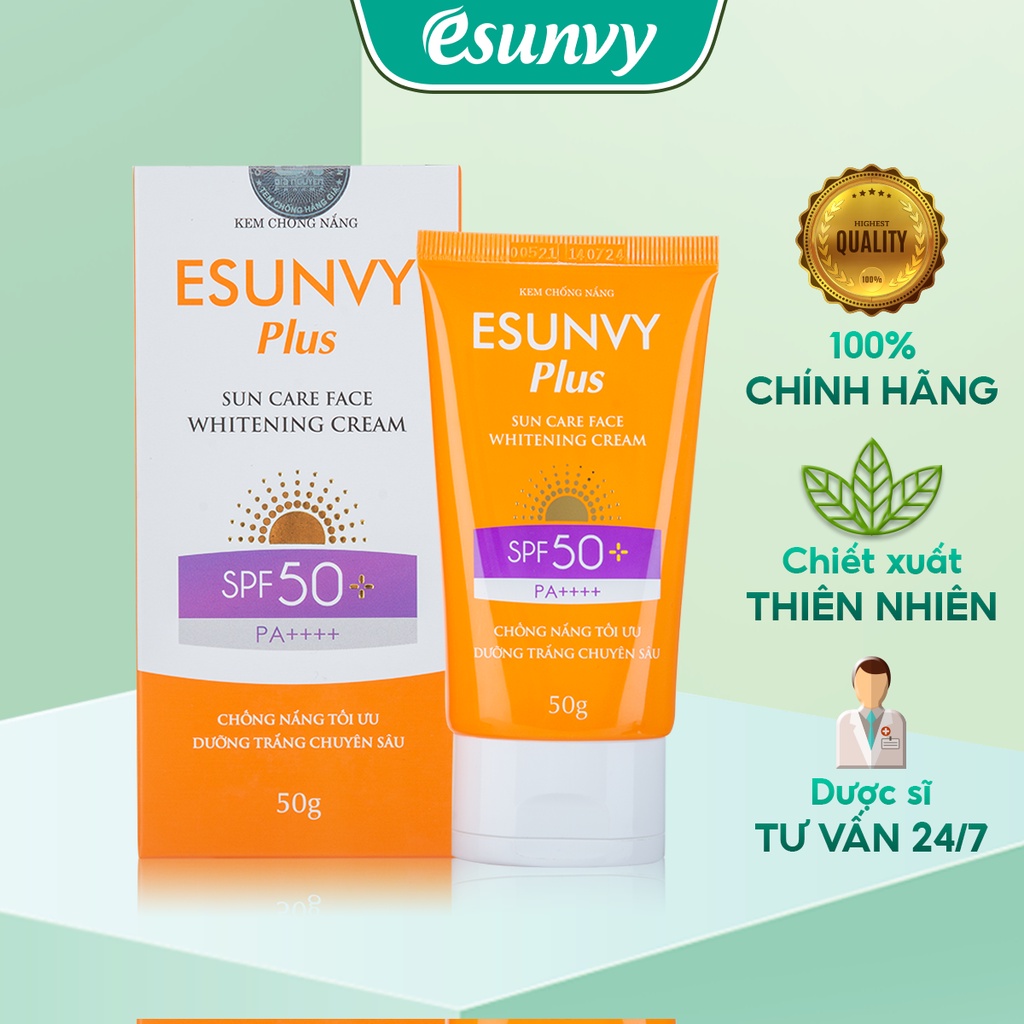 Kem Chống Nắng Esunvy Plus Sun Care Face SPF50+/PA++++ Cho Da Nhạy Cảm, Bảo Vệ Da Hoàn Hảo Tuýp 50g TMP014