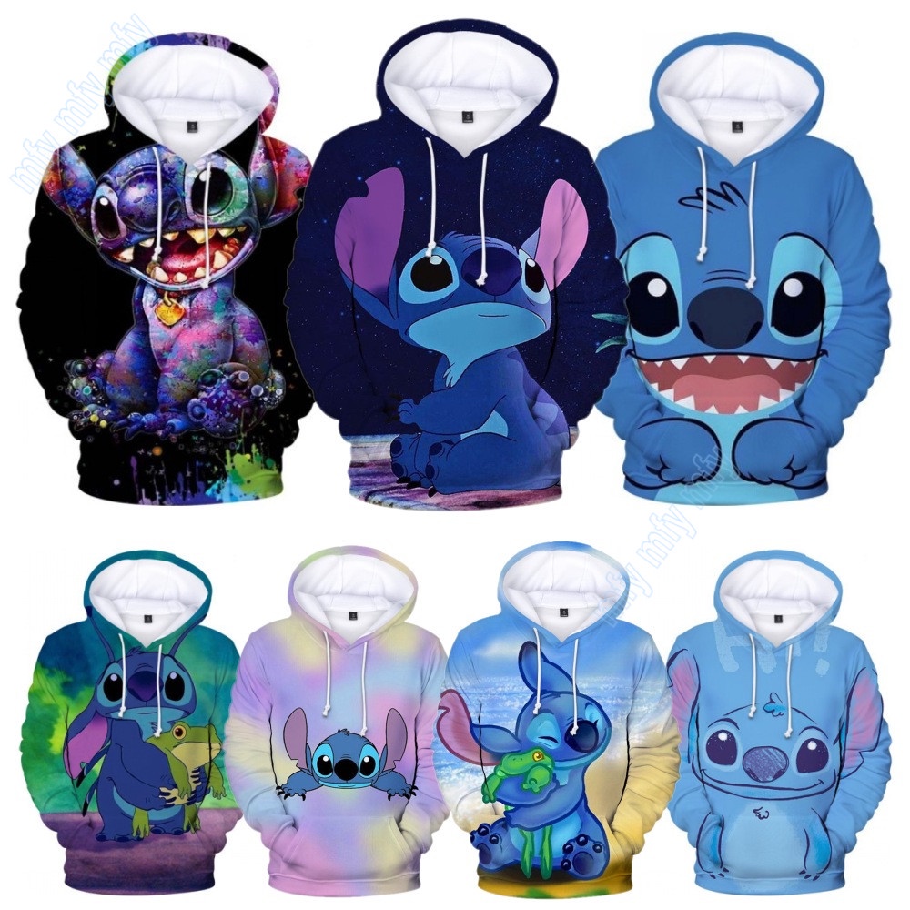 Áo Khoác Hoodie Thể Thao In Hoạt Hình Stitch Cho Bé Trai Bé Gái