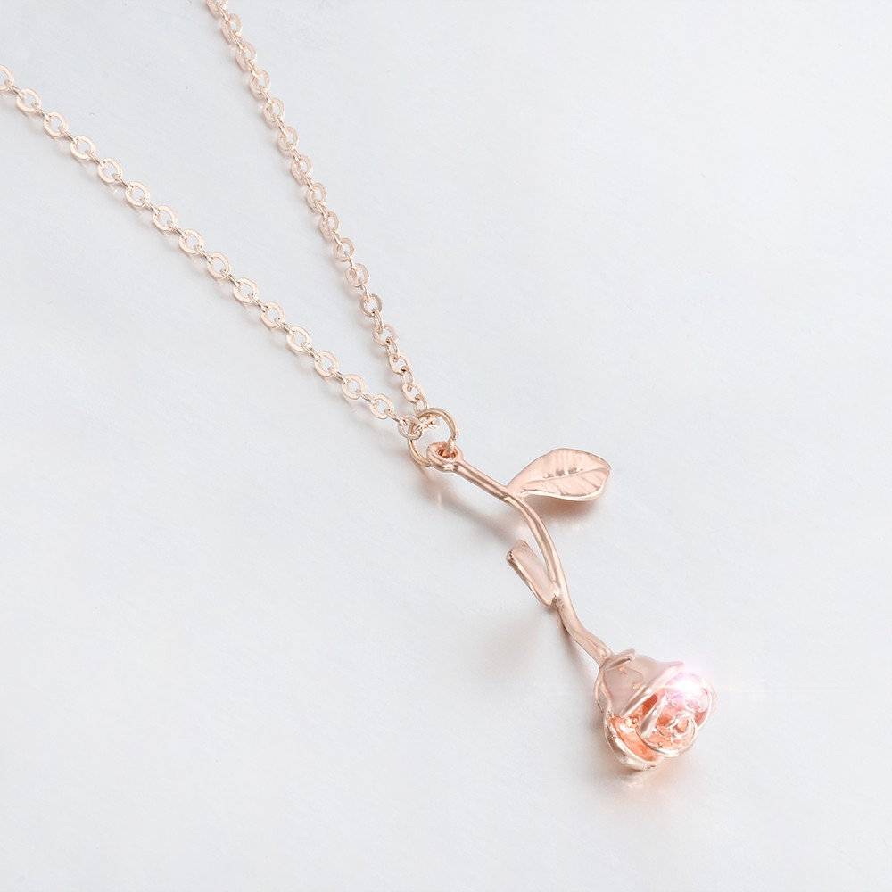 【sweet】Fashion woman Charm delicate Rose Flower Pendant Necklace wedding gift jewelry