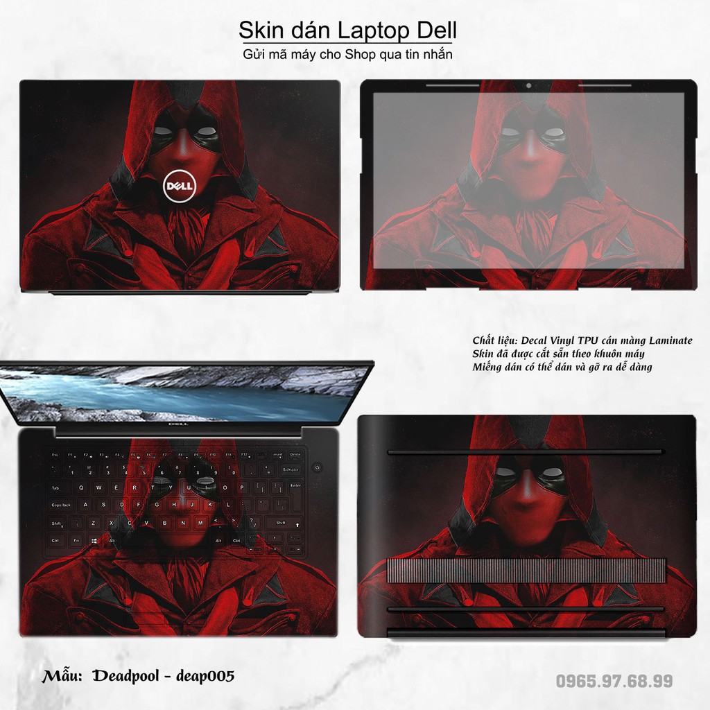 Skin dán Laptop Dell in hình Deadpool (inbox mã máy cho Shop)