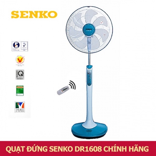 Quạt đứng Senko DR1608, cánh 7 lá 40cm, công suất 47W, điều khiển từ xa, hẹn giờ 8h - Điện gia dụng Hoàng Kim