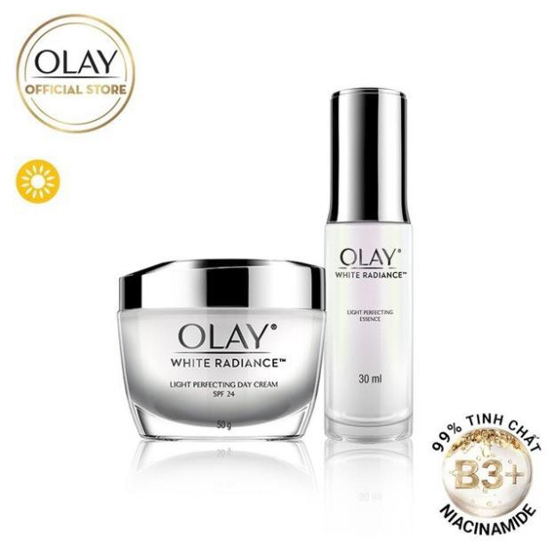 Bộ 2 sản phẩm dưỡng trắng da Olay White Radiance: Kem dưỡng ngày 50G & Essence 30ML