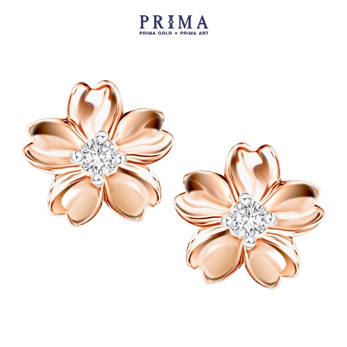 PRIMA Bông Tai Kim Cương - Vàng 9K - Hoa Anh Đào - BST Golden 9 - 991E1325