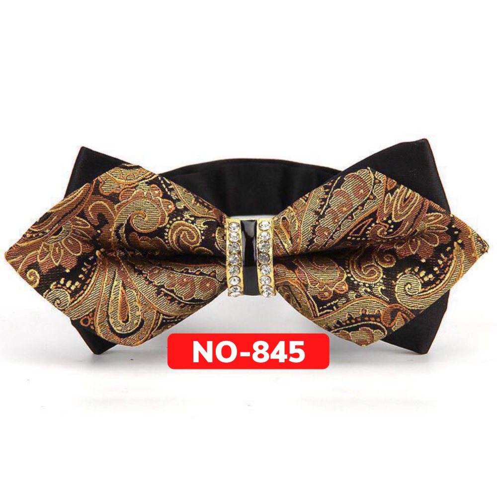 Nơ cài cổ áo Nam màu nâu sáng đính đá thời trang dành cho chú rể, dự tiệc, chụp ảnh NO-845