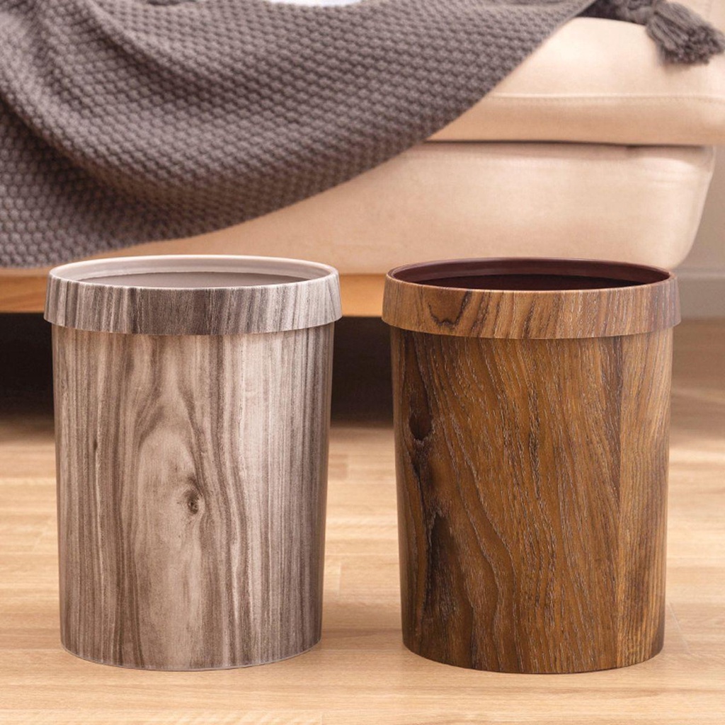 Thùng Rác Vân Gỗ Phong Cách Retro Tiện Dụng Cho Gia Đình / Văn Phòng