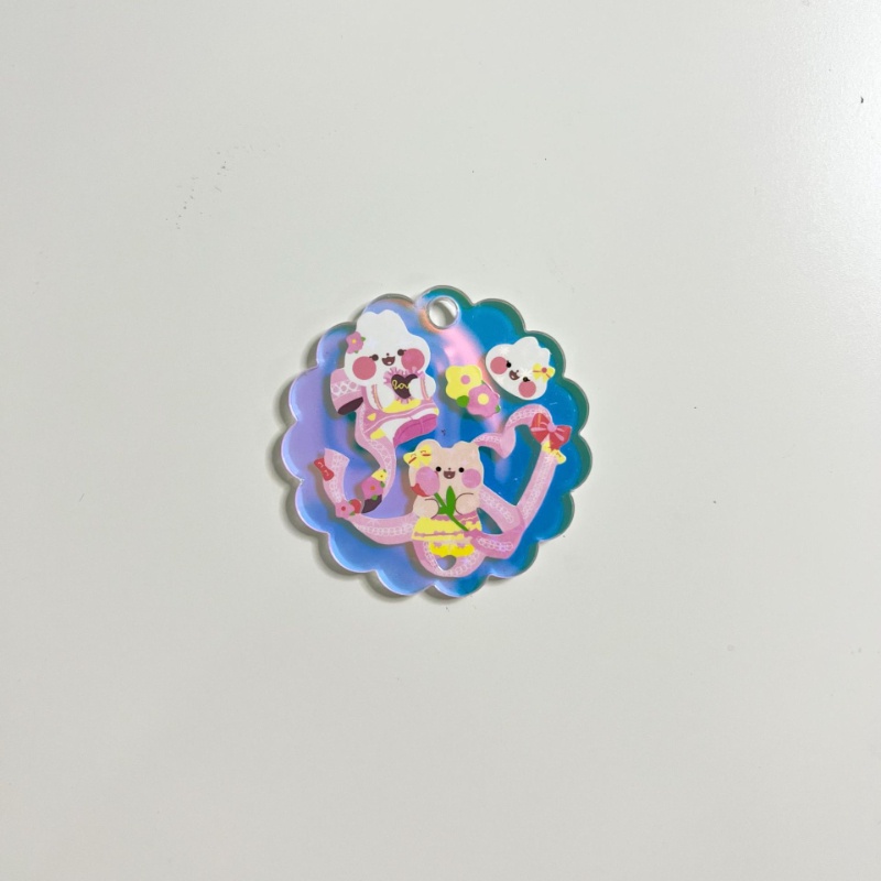 Peach Blank laser acrylic DIY round key ring pendant