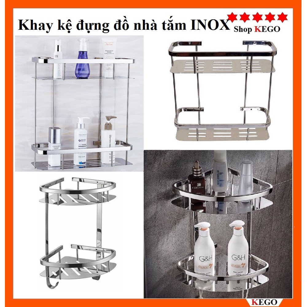 Kệ Góc, Kệ Ngang Đựng Sữa Tắm Dầu Gội Trong Nhà Tắm INOX 304 - 2 Tầng