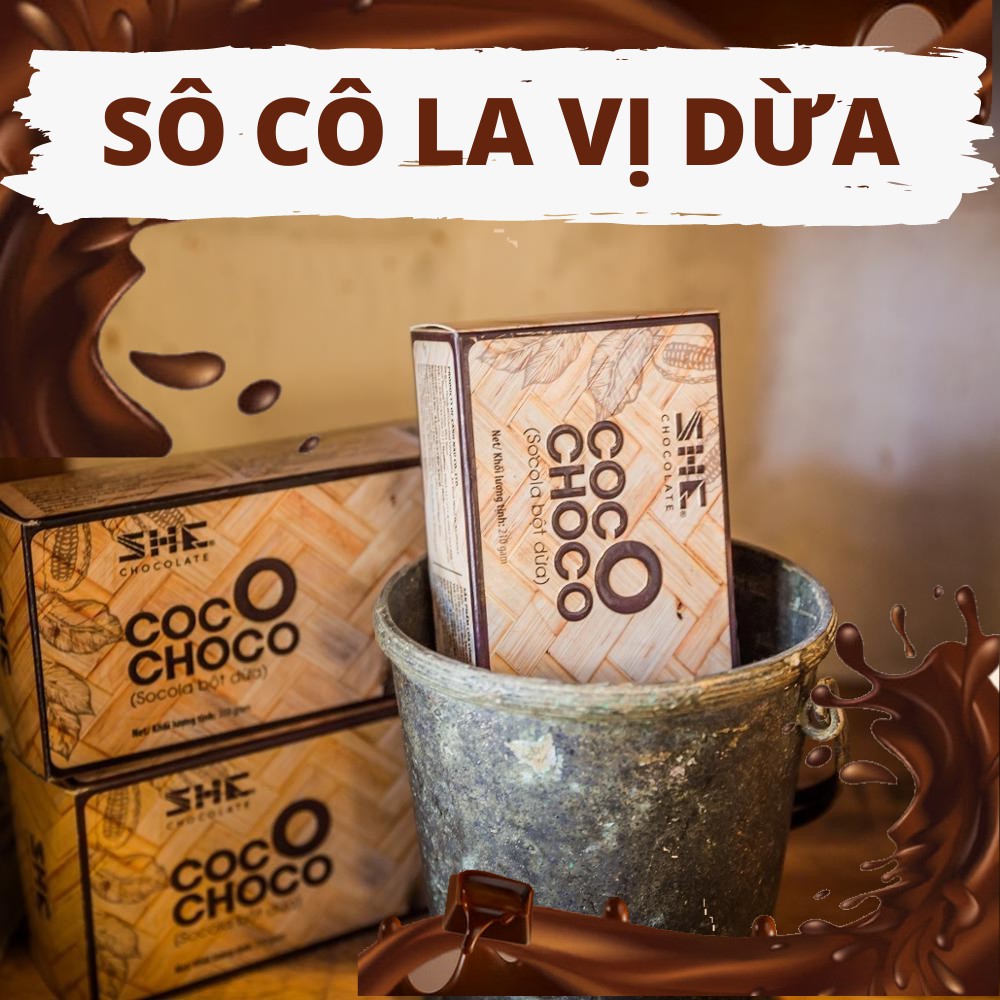 [Pha Uống Siêu Ngon] - Bột Socola Dừa - Hộp 210g - SHE Chocolate - Hương vị đặc biệt thơm ngon và tốt cho sức khỏe