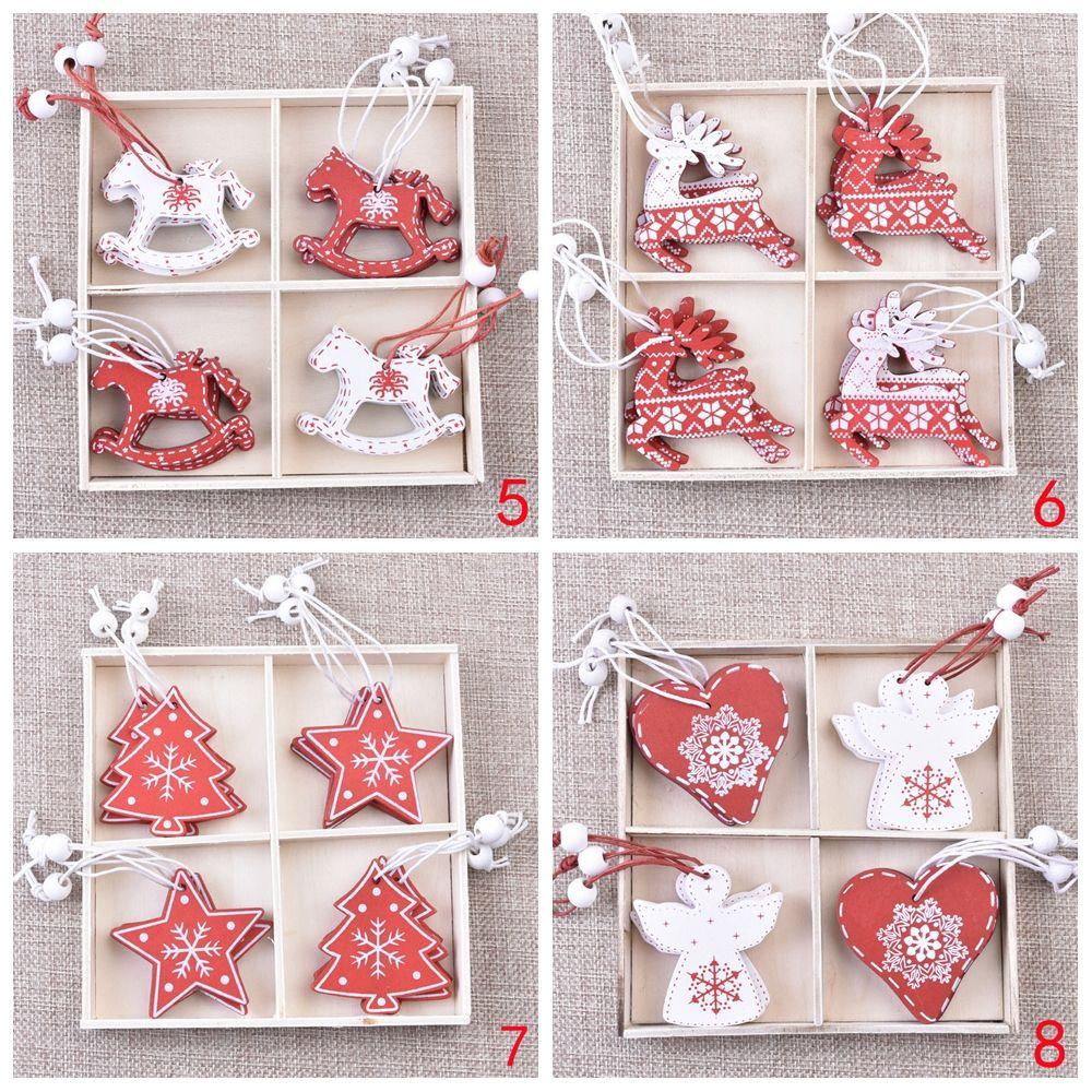 KRNY Bộ 12 Thẻ Gỗ Trang Trí Cây Thông Noel