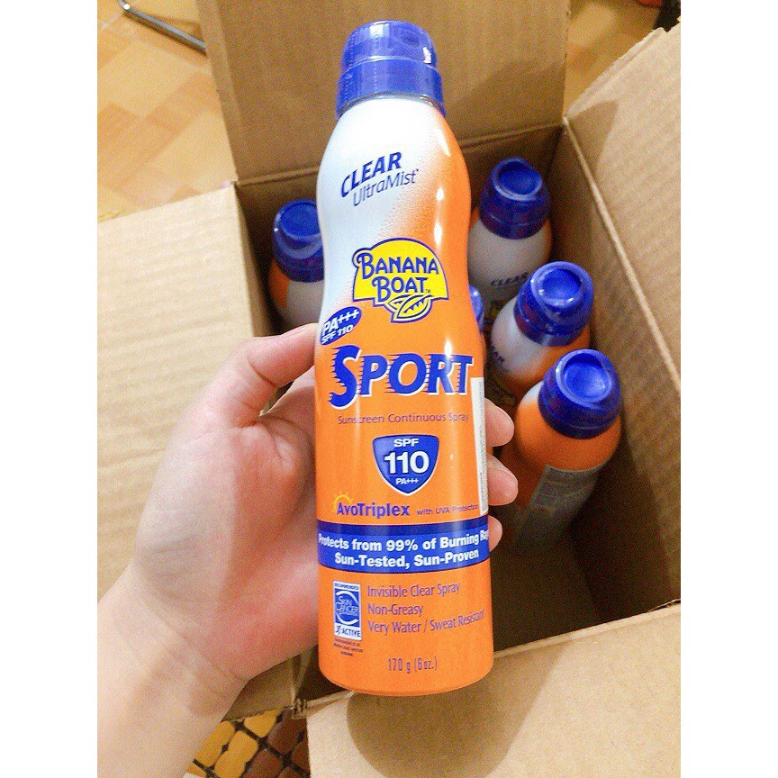 [Xả Lỗ Chạy Date06/2022] Chống Nắng Dạng Xịt Banana Boat Sport Thể Thao SPF110 (170g)