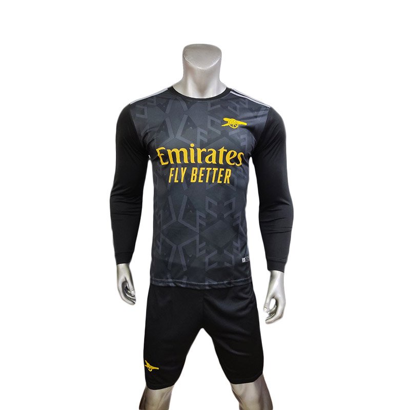 Quần áo bóng đá tay dài ARSENAL 2022 màu đen CÓ IN tên số