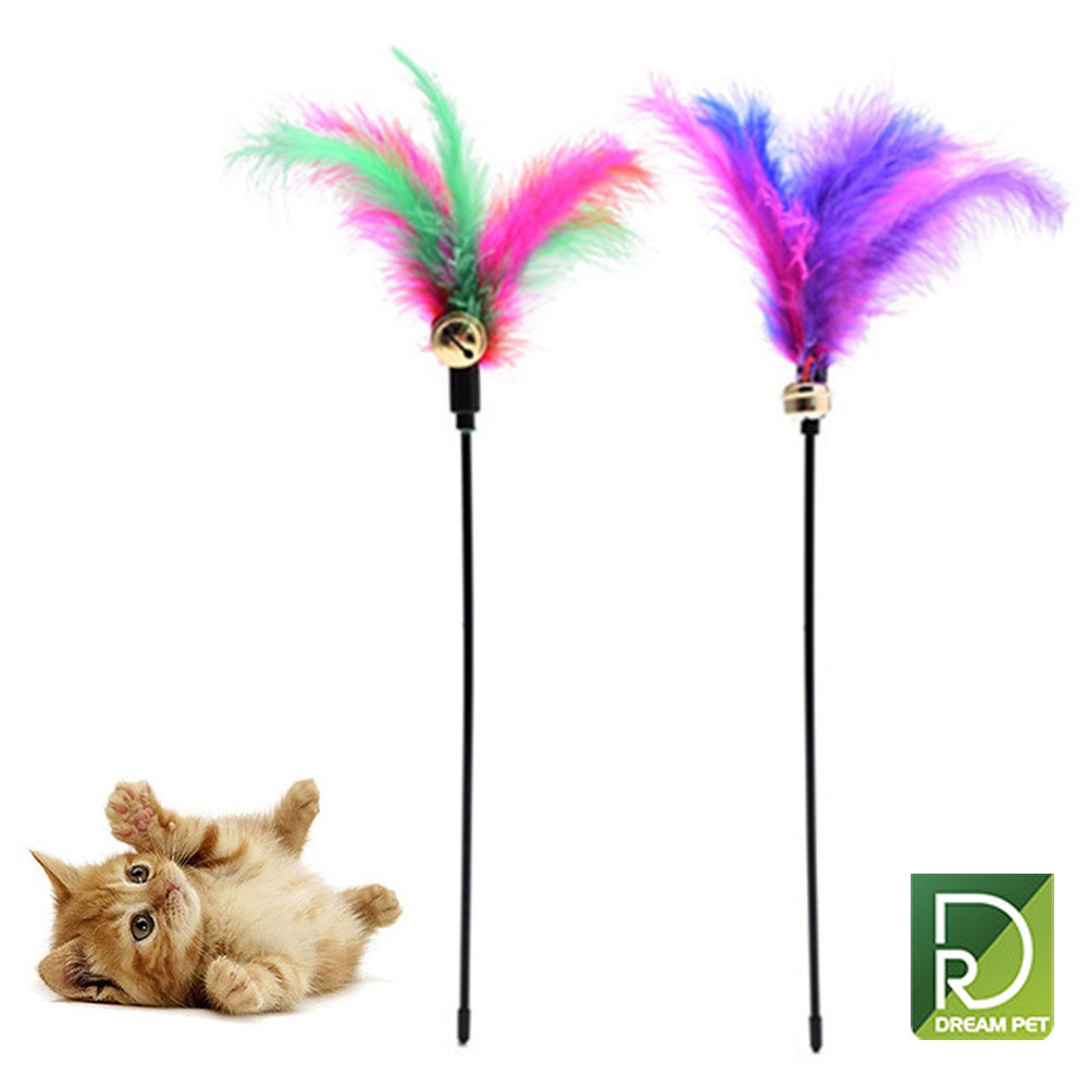 Đồ chơi cần câu mèo gắn lông vũ - Dreampet - Cần câu giải trí cho mèo