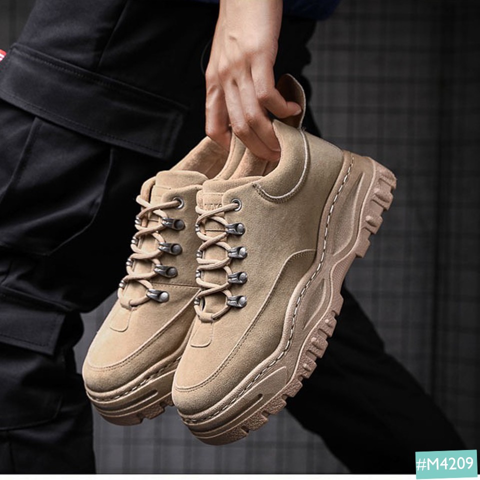 Giày Thể Thao Sneaker Độn Đế Tăng Chiều Cao Nam MINSU Platform M4209 Hàn Quốc Đế Độn Da Lộn Ngầu Khi Mix Đi Chơi