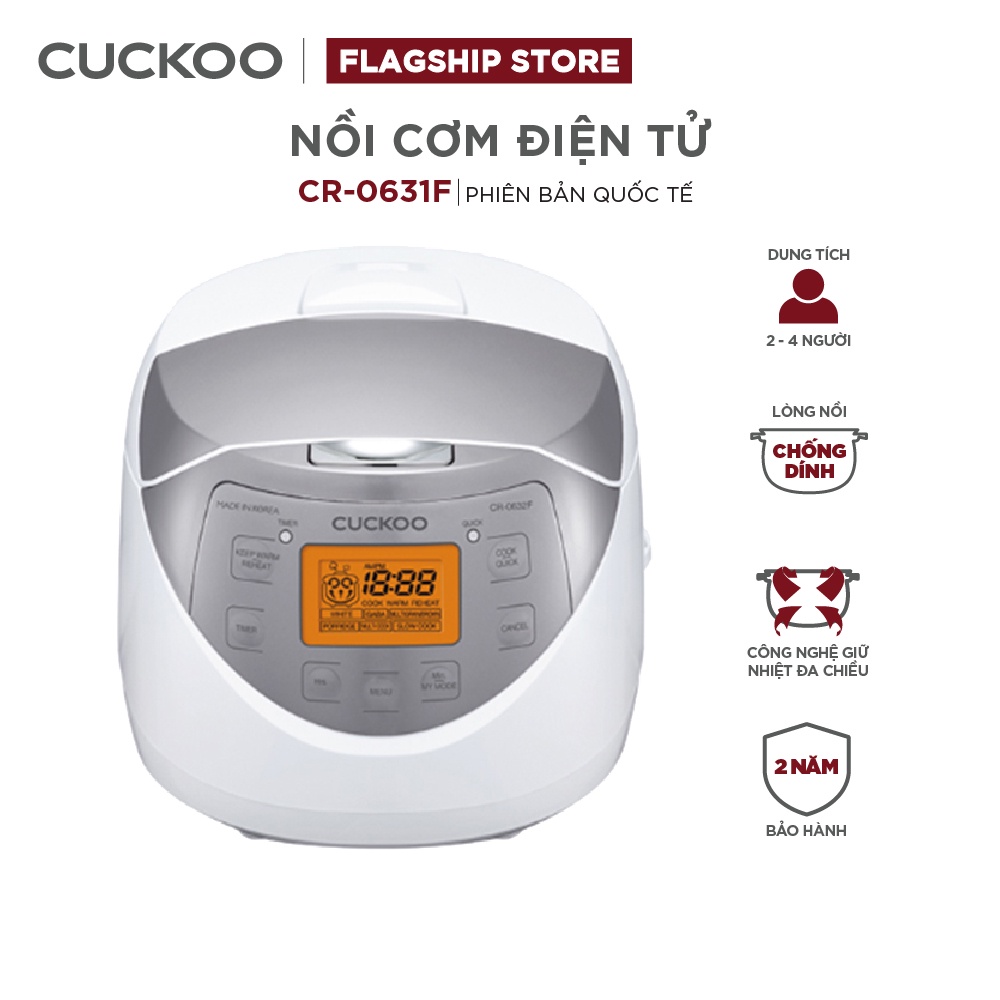 Nồi cơm điện tử CUCKOO 1.08L lít CR-0631F - Hàng chính hãng - Chất lượng Hàn Quốc