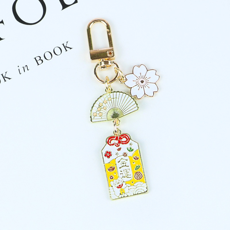 Móc khóa gắn phụ kiện trang trí hình hoa anh đào phong cách Nhật Bản