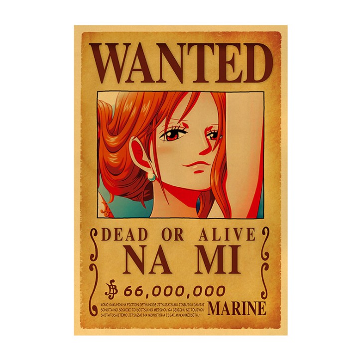 Poster One Piece Luffy Zoro Sanji Nami Robin Chopper Fanky hình nhân vật truy nã