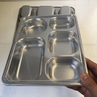 khay cơm 5 ngăn giá rẻ , khay inox 28 x 22 x 4 cm  , khay inox 5 ngăn sâu lòng , khay inox cao cấp