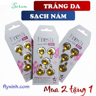 Serum trắng da mờ nám Fresh Skin - Tinh chất Vitamin E - Collagen da cá hồi (Vỉ 5 viên)