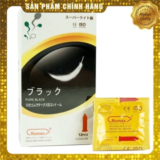 Bao cao su romax pure black hộp 12bao bcs046