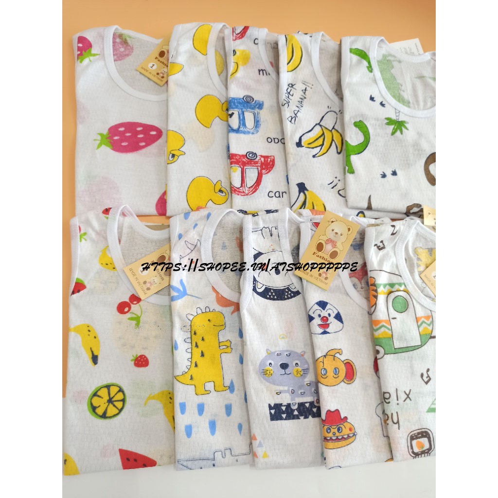 Bộ Quần Áo Ba Lỗ Cotton Thông Hơi cho bé Từ sơ sinh Đến 16 kg X Siêu Thoáng Mát [ Hàng Chuẩn Loại 1 ]