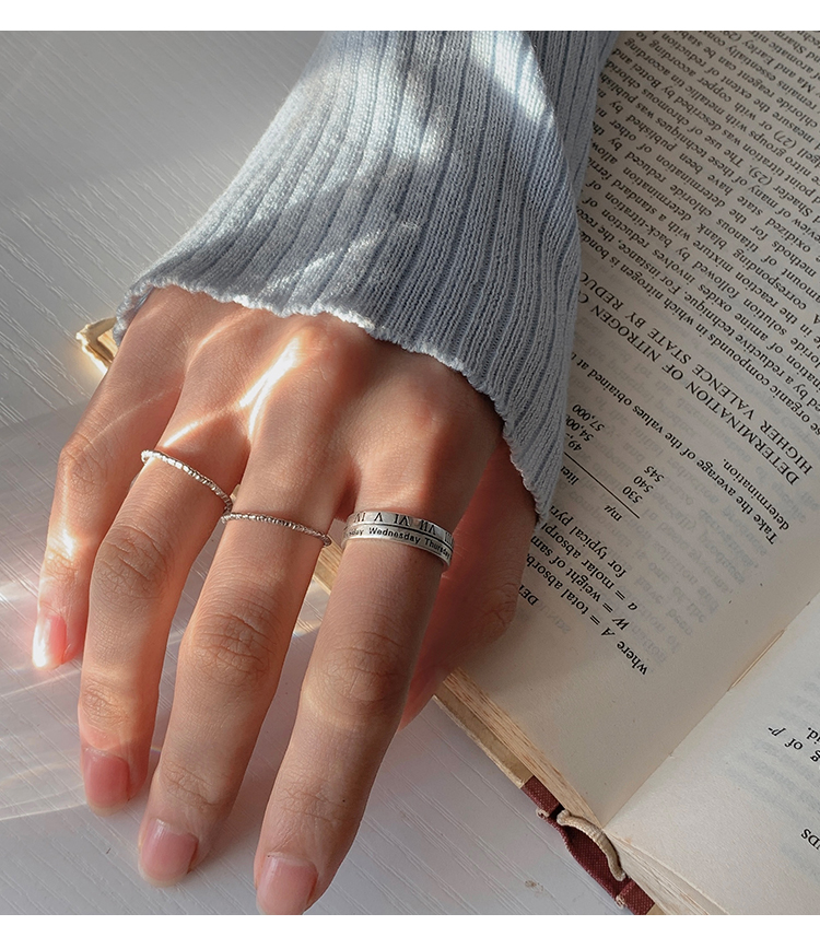 Nhẫn Dạng Mở Khắc Số La Mã Phong Cách Retro Thời Trang Cho Cặp Đôi