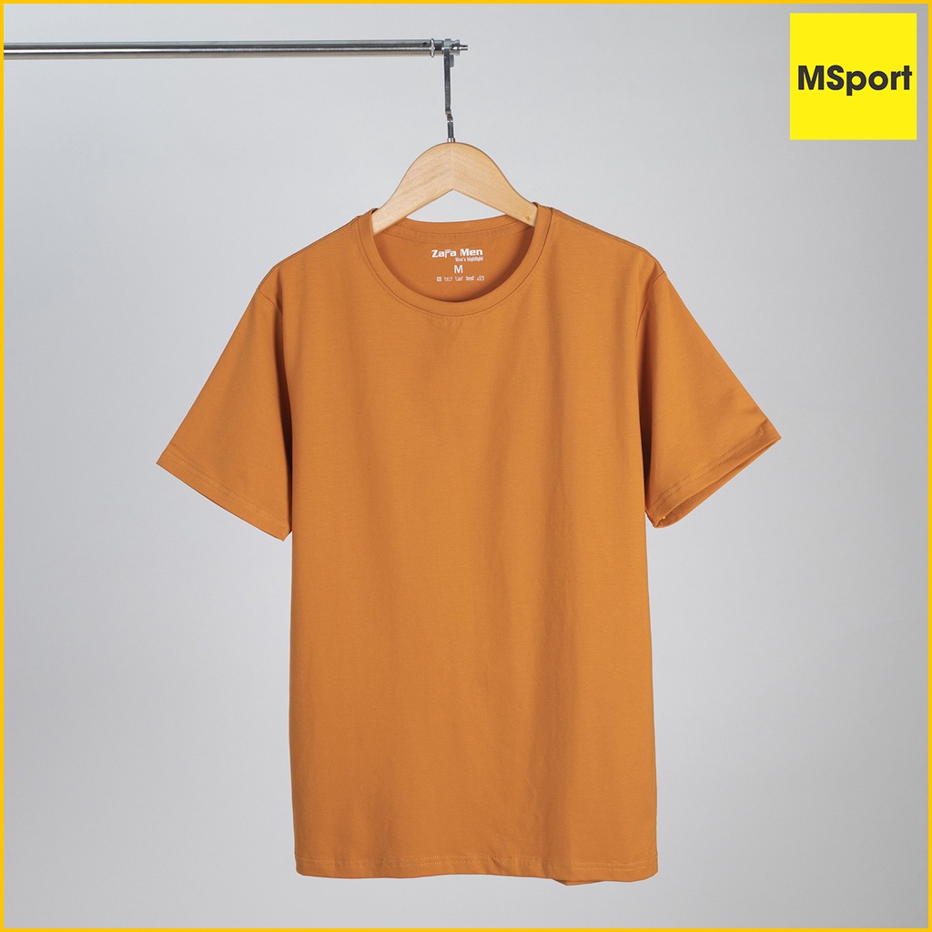 Áo Thun Nam Trơn Cổ Tròn Chất Vải Cotton 100% Mềm Mịn Thấm Hút Mồ Hôi Tốt Màu Vàng Đồng