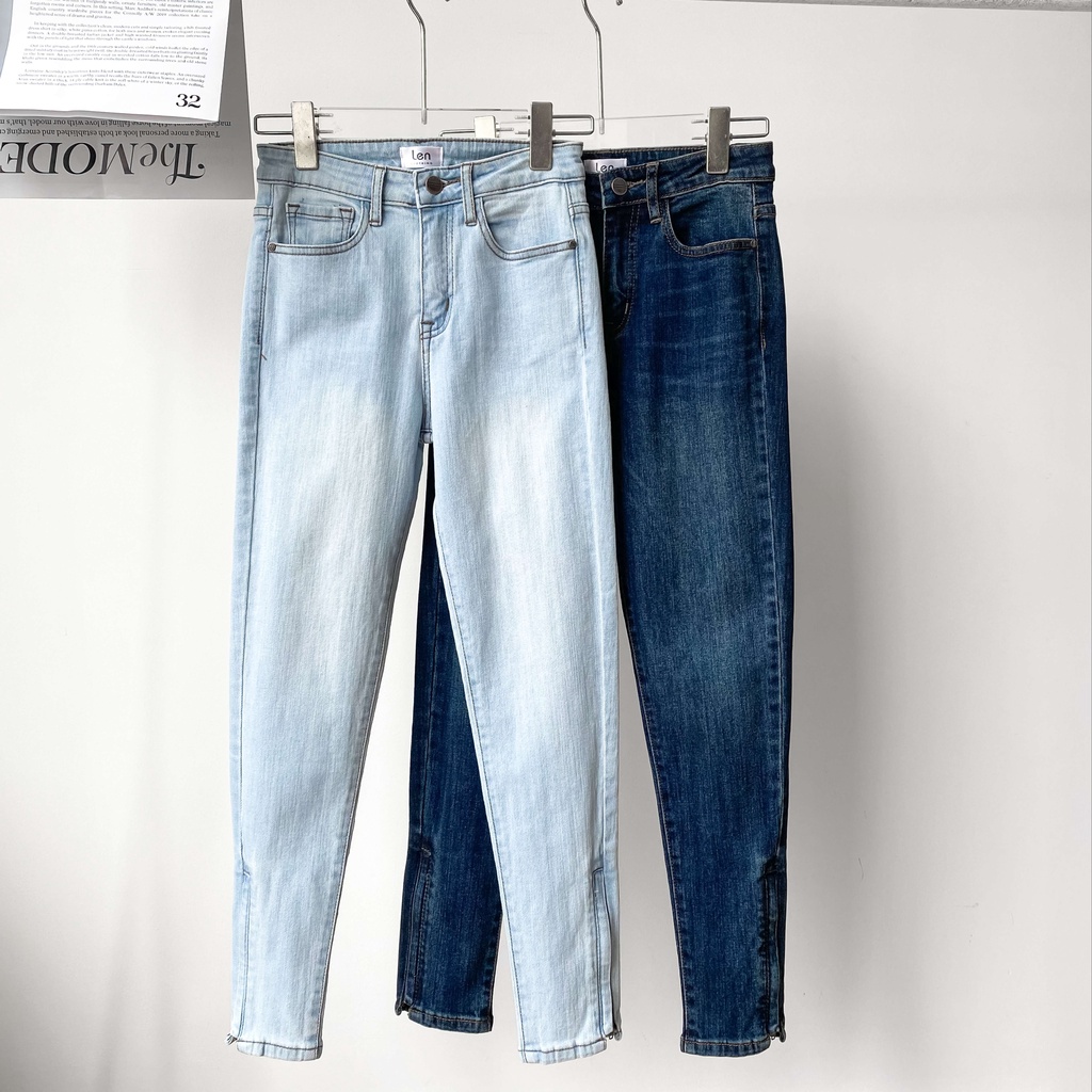 Quần jeans skinny xẻ lai có dây kéo 2 màu LENCLOTHING 8299-8300