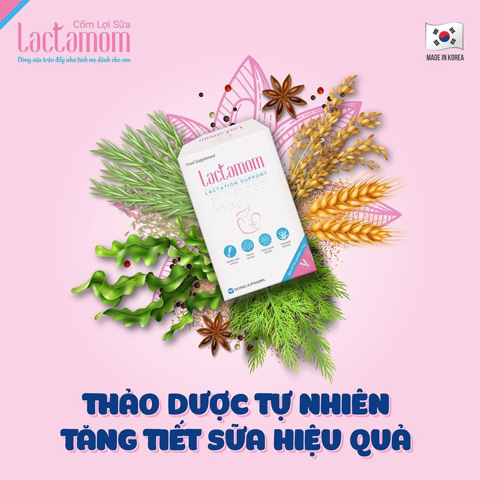 Cốm lợi sữa Lactamom. Hỗ trợ tăng tiết sữa và lợi sữa ngay sau khi sinh và trong suốt thời gian cho con bú