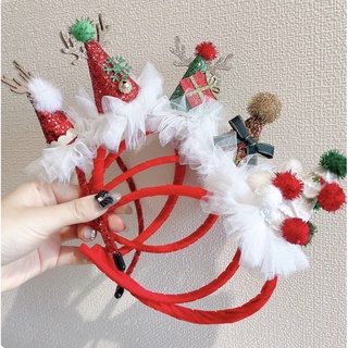 Bờm noel đính nơ đính mũ noel