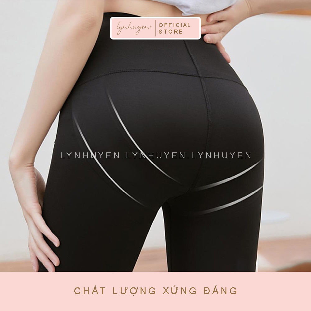 Quần Legging Nữ Dài Nâng Mông Cạp Cao Thun Lạnh Lynhuyen - Màu Đen - Q010