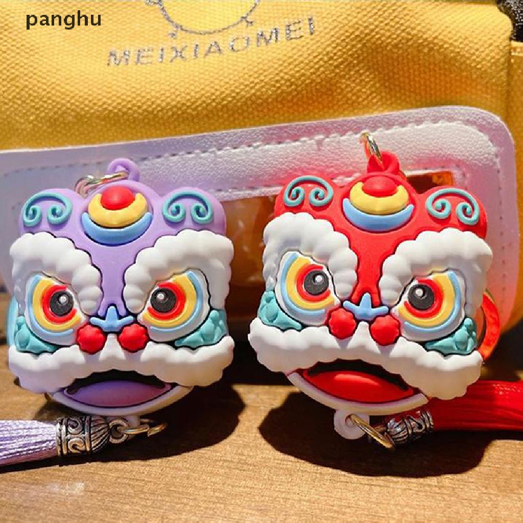 Lion Dance Head Keychain Key Ring Car Bag Pendant Chinese Style Keyring Jewelry