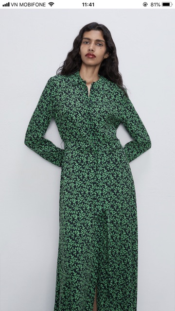 Đầm zara hoa xanh