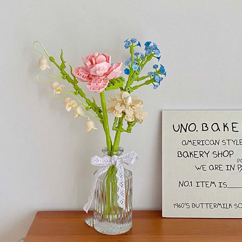 Xếp hình khối xây dựng bó hoa,đồ chơi lắp ráp hoa nhiều mẫu