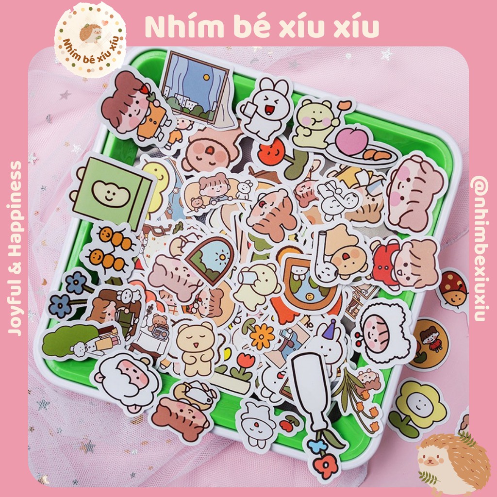 Set 100 sticker hình dán NHIỀU MẪU siêu dễ thương Nhimbexiuxiu VT346