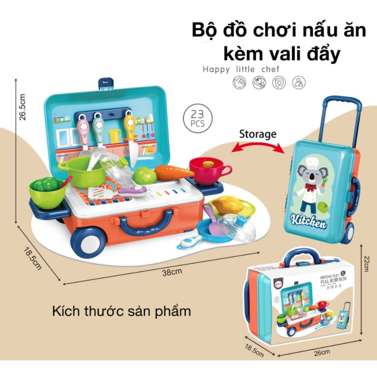 bộ đồ chơi nhà bếp nấu ăn kitchen kèm vali kéo tiện lợi