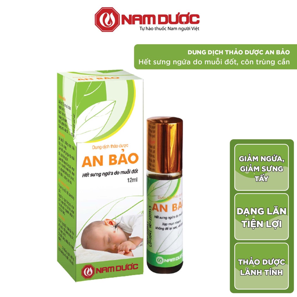 Dung dịch thảo dược An Bảo Nam Dược chai 12ml hỗ trợ giảm sưng ngứa do