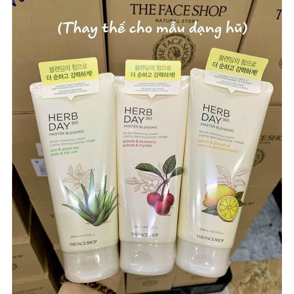 Kem tẩy trang The Face Shop Herb Day 365 Master Blending Cleansing Cream TFS làm sạch sâu KTT 170ml