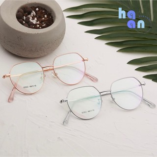 Gọng kính cận nữ Hà An kính gọng tròn dáng vuông đẹp thời trang kim loại hot chống ánh sáng xanh