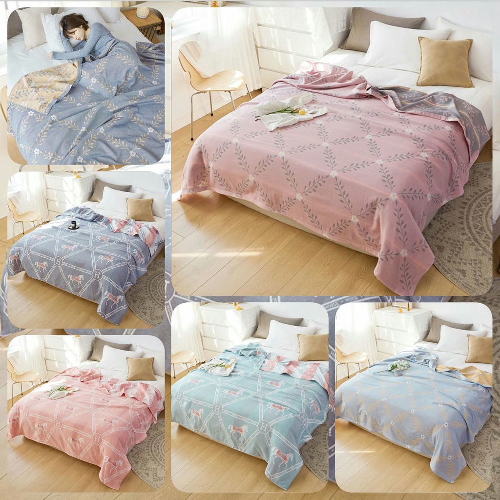 (8)TH Chăn Xô văn phòng Organic Cotton 2 lớp (Văn phòng, du lịch, xe hơi, đắp sofa..)