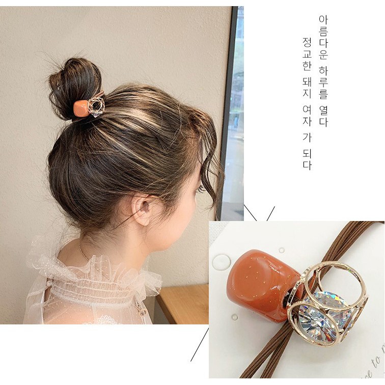 Chun buộc tóc Hàn quốc quả cầu vuông pha lê xinh xắn