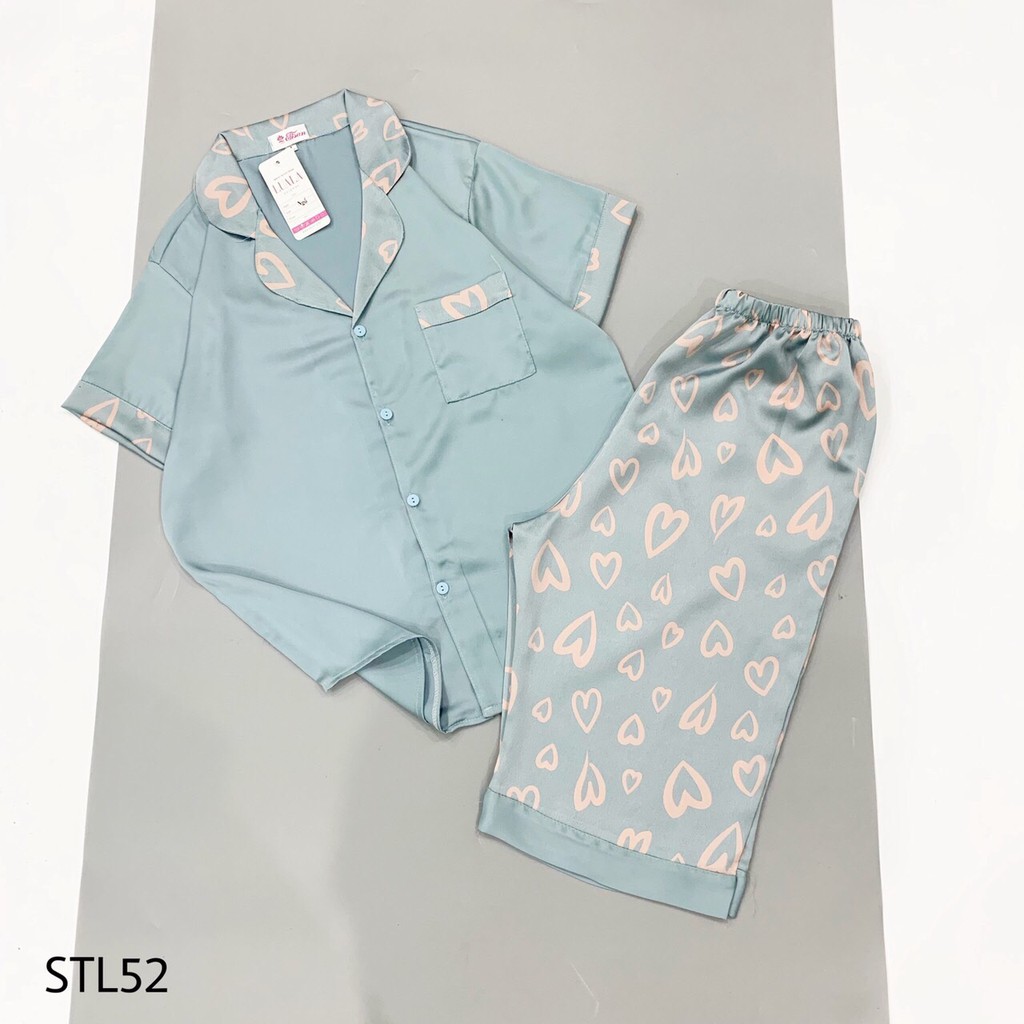 [PIJAMA CÓ SIZE] Bộ Pijama Lụa Satin Cộc Lửng - Đồ Bộ Mặc Nhà Chất Liệu Mềm Mịn Thoải Mái Chuẩn Size