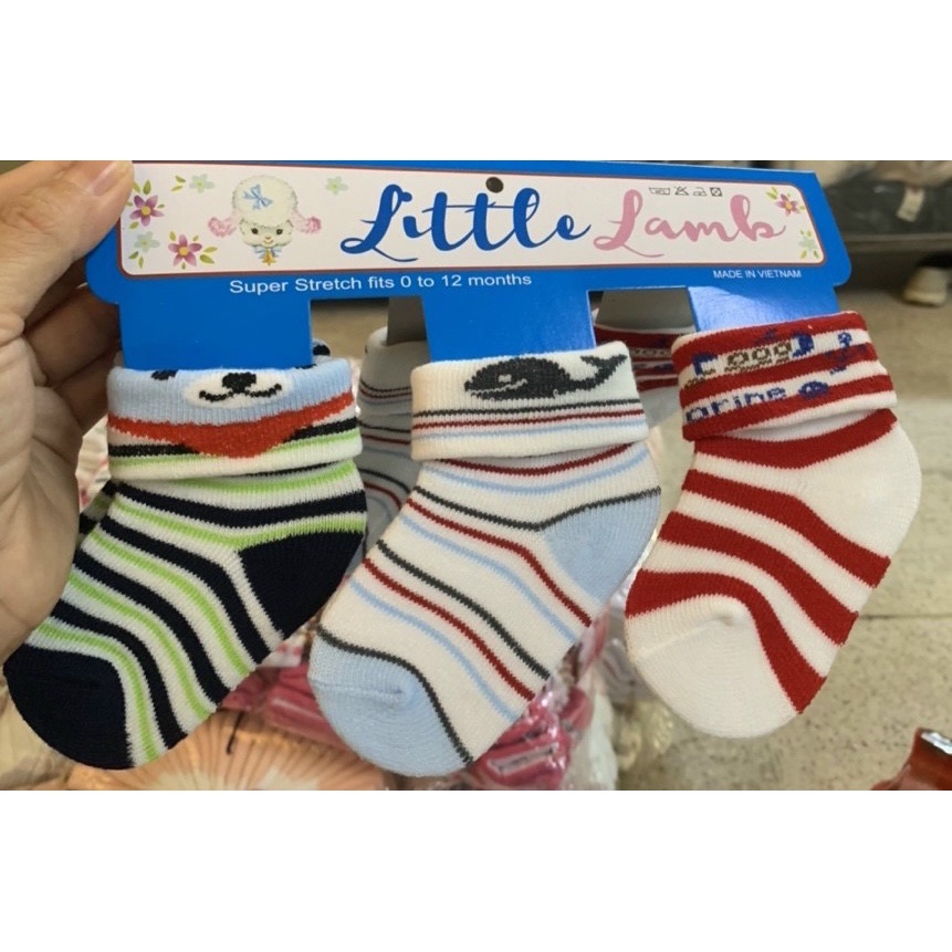 3 đôi Tất bé sơ sinh 0-12 tháng cotton tốt thoáng khí , hình chọn ngẫu nhiên