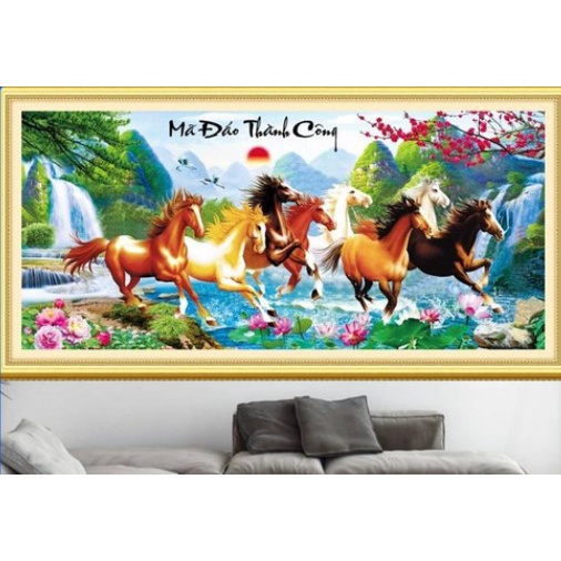 TRANH THÊU CHỮ THẬP MÃ ĐÁO THÀNH CÔNG MN0109 ( 130X60)CM
