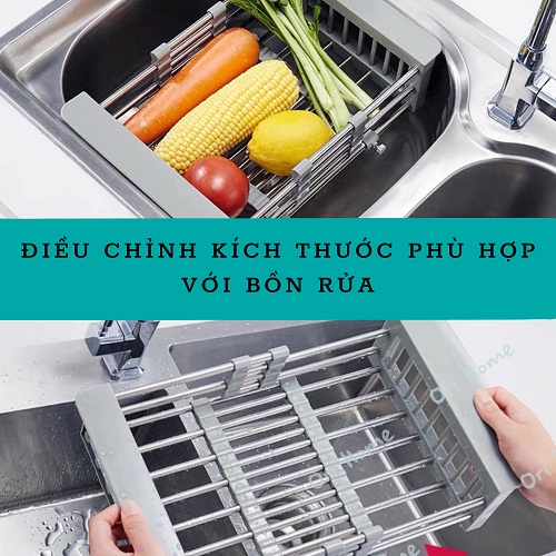 Khay đa năng để chậu rửa chén - Rổ kệ đa năng co giãn - Rửa rau, trái Cây, úp chén