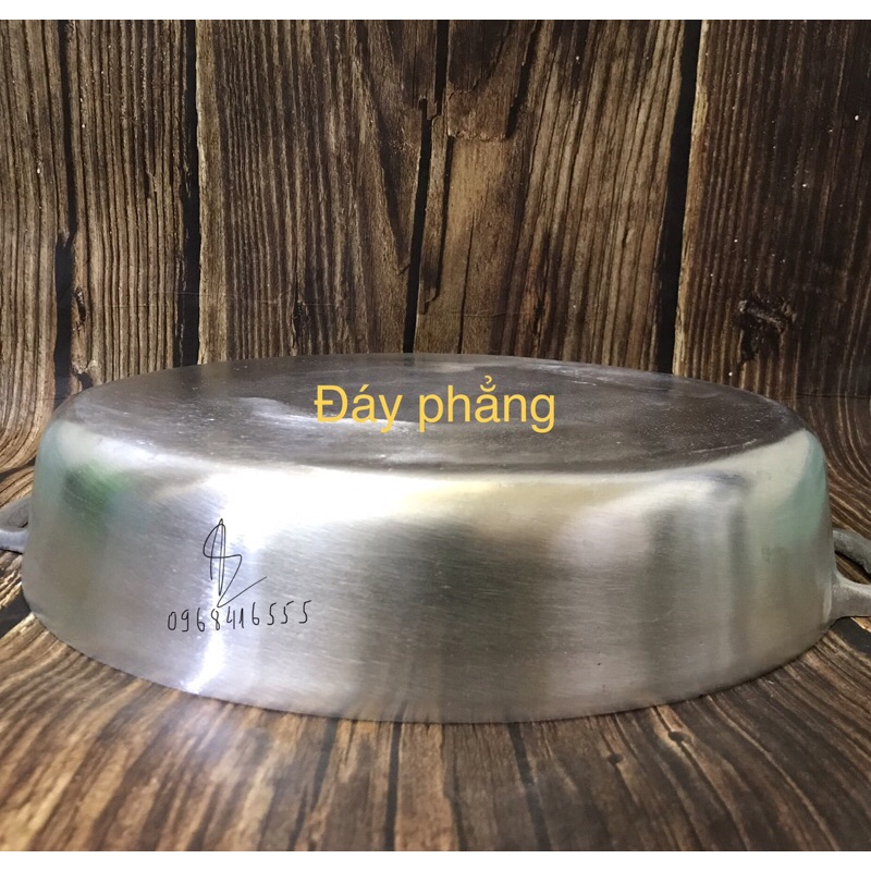 Chảo gang trắng đúc doa bóng đáy bằng 31cm chính hãng Ngân Thọ
