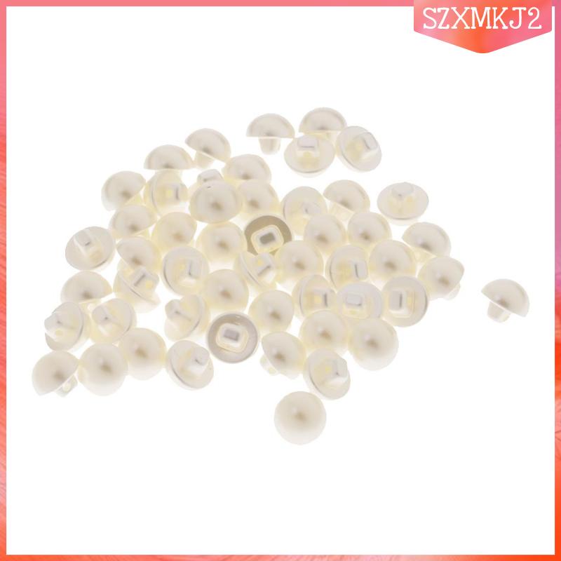 Set 50 Nút Ngọc Trai Nhân Tạo 2 Lỗ 10mm Dùng Trang Trí DIY
