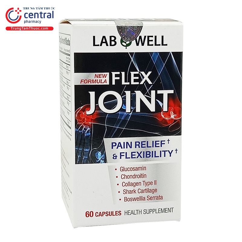 Flex Joint - Glucosamine sụn cá mập giúp giảm đau, giảm thoái hóa khớp hộp 60 viên nhà thuốc Central Pharmacy
