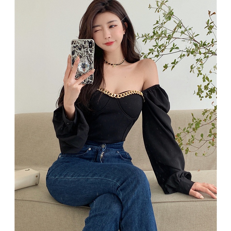 Áo kiểu tay dài thiết kế trễ vai quyến rũ dành cho phái nữ